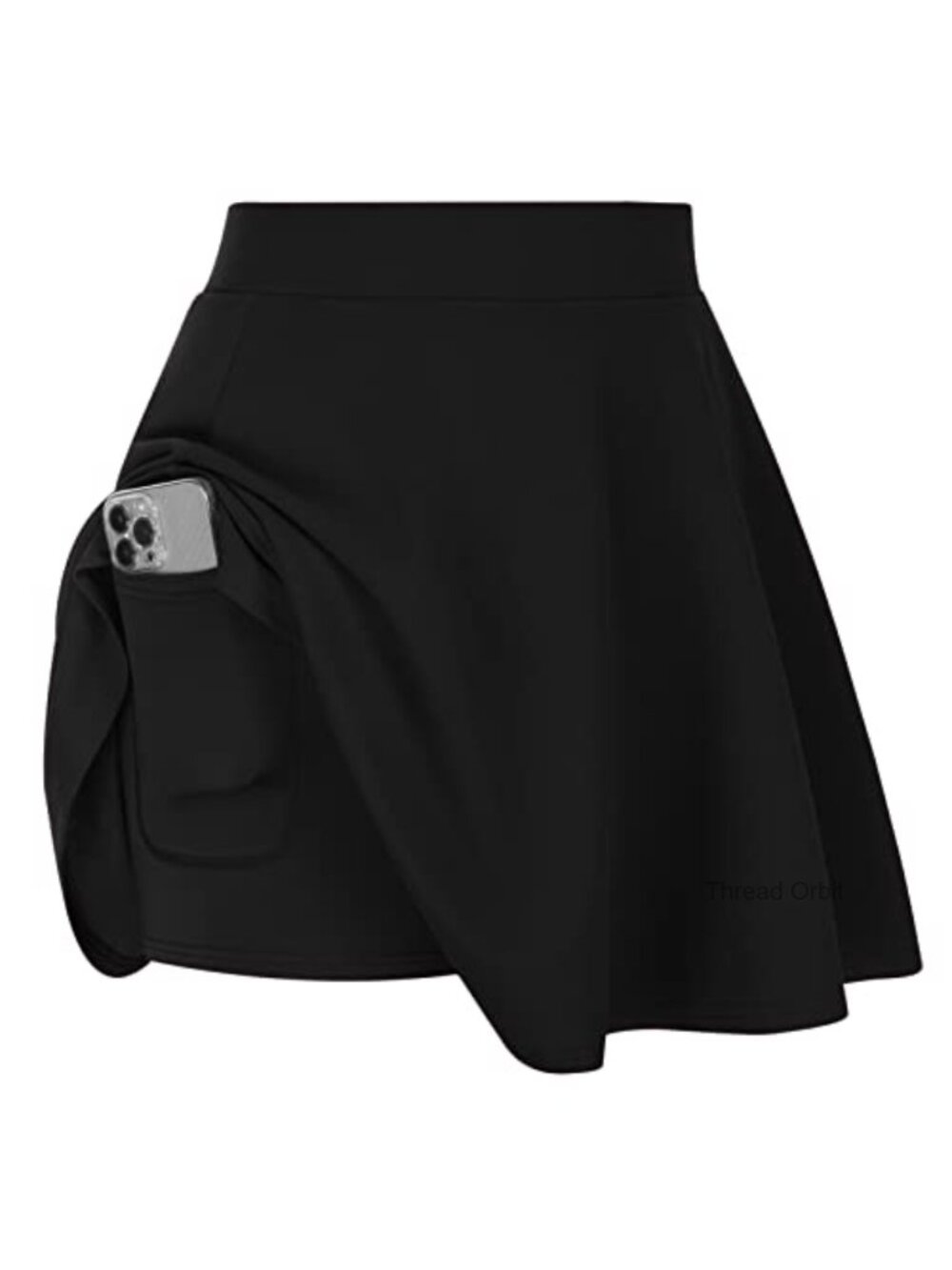 Plus Size High Waist Flared Skater Skirt with Built-In Shorts Pockets